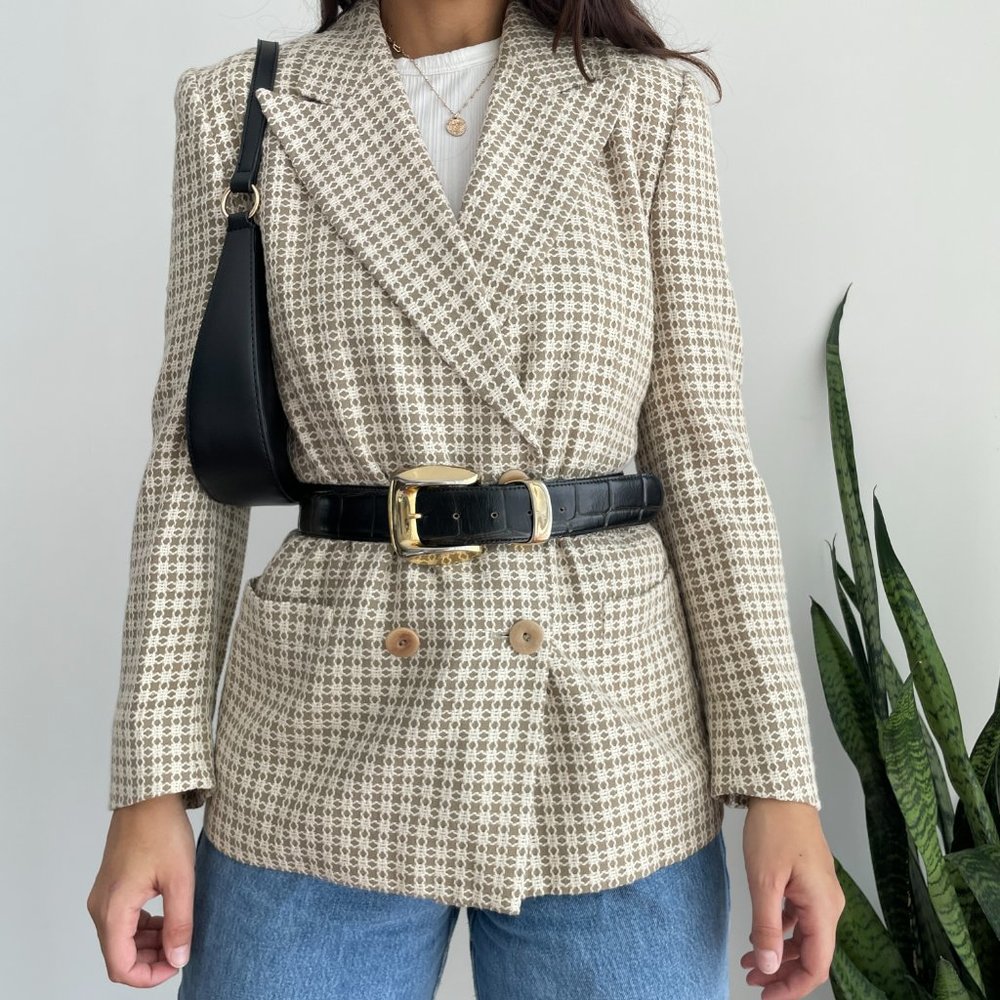 Vintage Escada double breasted front woven blazer jacket - Picture 5 of 11